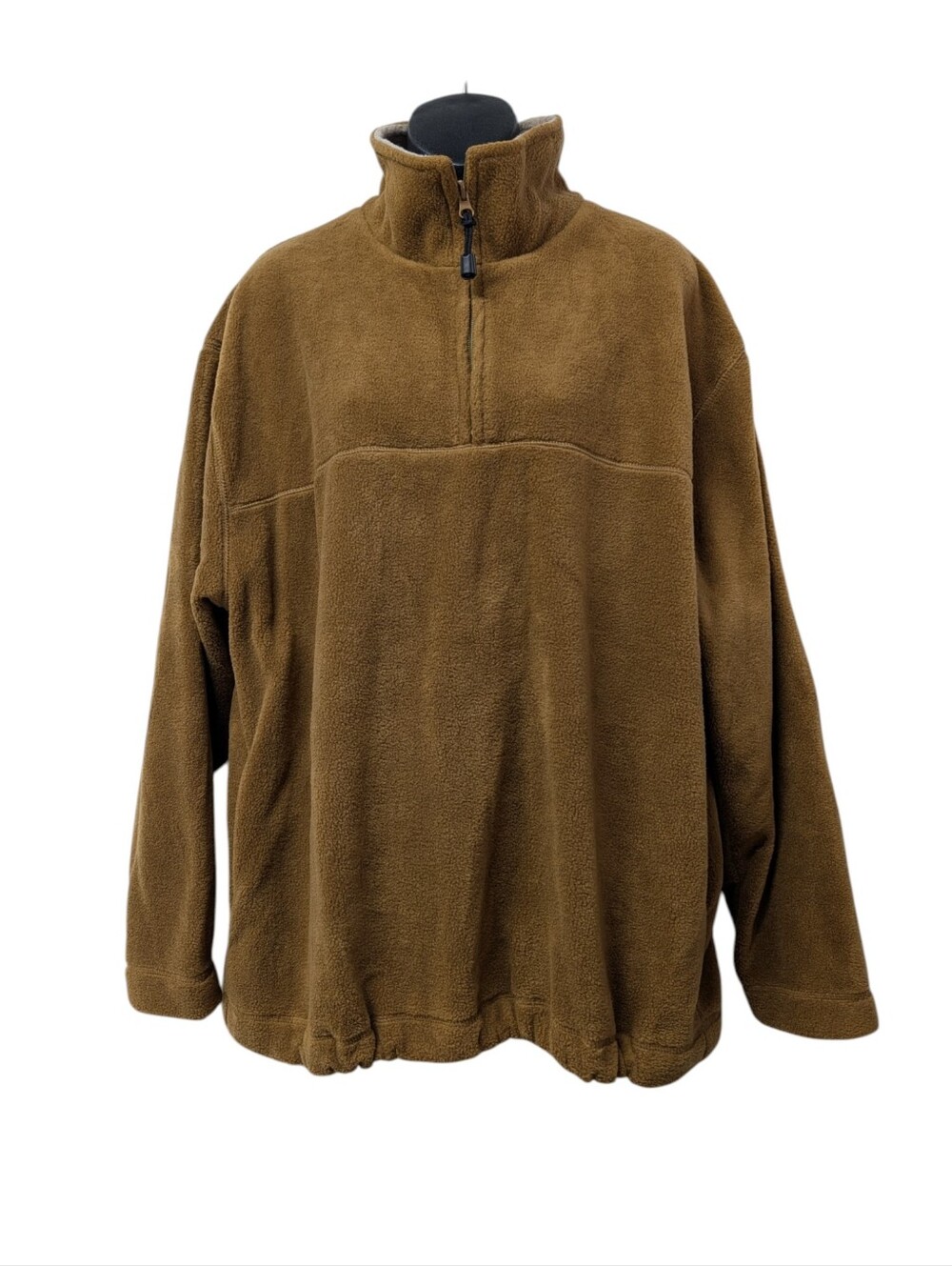 St. John's Bay Brown Fleece Quarter Zip Pullover Sweatshir Mens Size Large Cozy